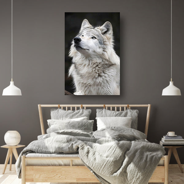 Portret van een Witte Wolf in Zwart-Wit poster