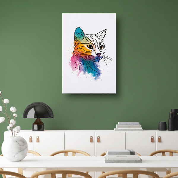 Kleurrijke aquarel kat in moderne stijl poster