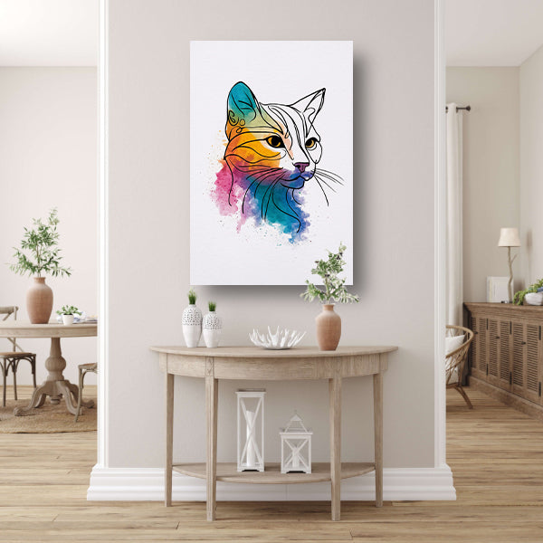 Kleurrijke aquarel kat in moderne stijl poster