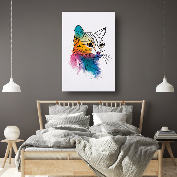 Kleurrijke aquarel kat in moderne stijl poster