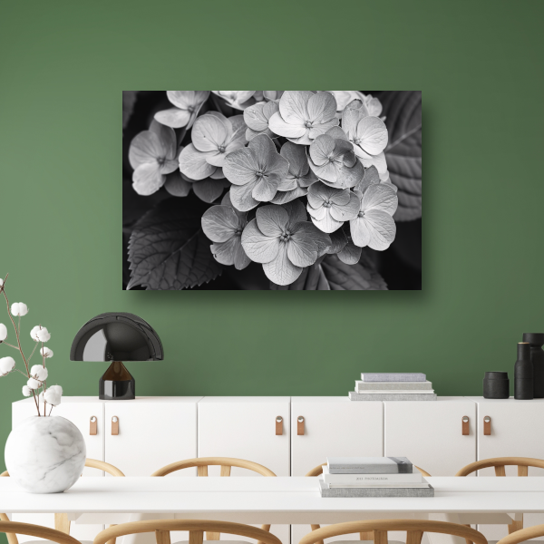 Hydrangea in Zwart-Wit canvas