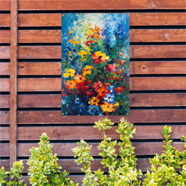 Kleurrijk abstract bloemenveld schilderij tuinposter