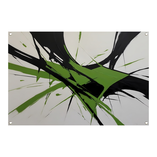 Groene en Zwarte Abstracte Dynamiek tuinposter