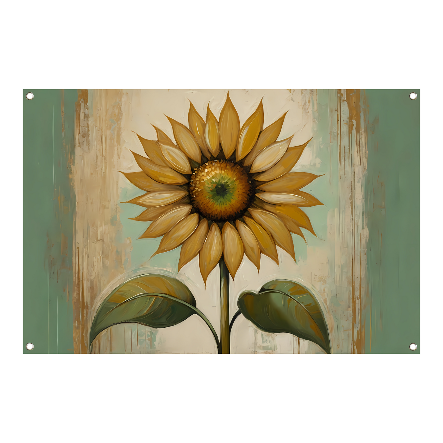 Zonnebloem schilderij met goud tuinposter