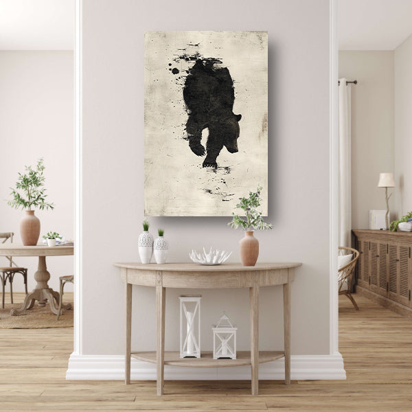 Abstract beer in zwart-wit silhouet canvas met baklijst