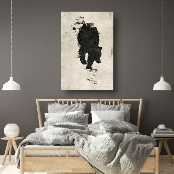 Abstract beer in zwart-wit silhouet canvas met baklijst