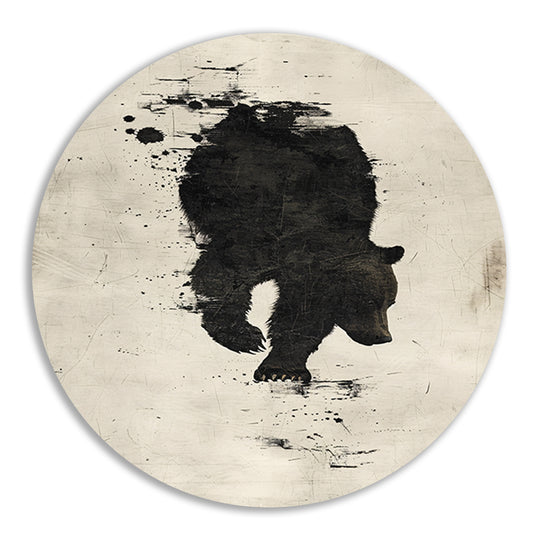 Abstract beer in zwart-wit silhouet aluminium muurcirkel