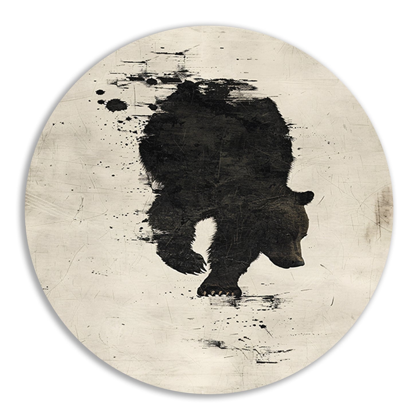 Abstract beer in zwart-wit silhouet forex muurcirkel