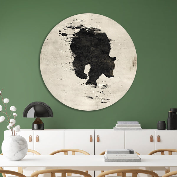 Abstract beer in zwart-wit silhouet forex muurcirkel
