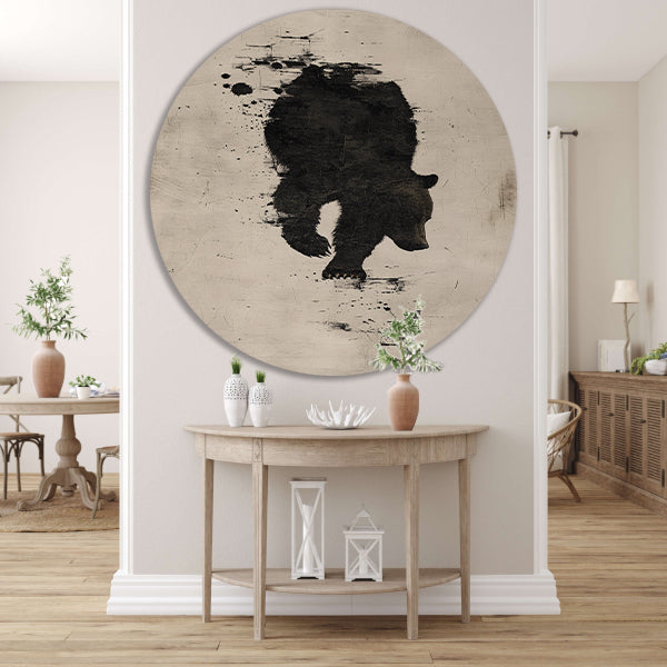 Abstract beer in zwart-wit silhouet forex muurcirkel