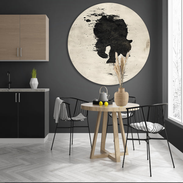 Abstract beer in zwart-wit silhouet forex muurcirkel