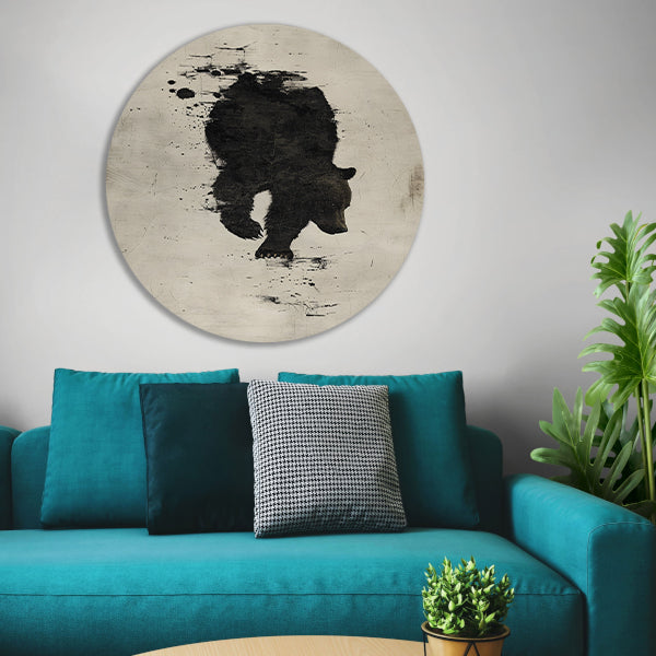 Abstract beer in zwart-wit silhouet forex muurcirkel