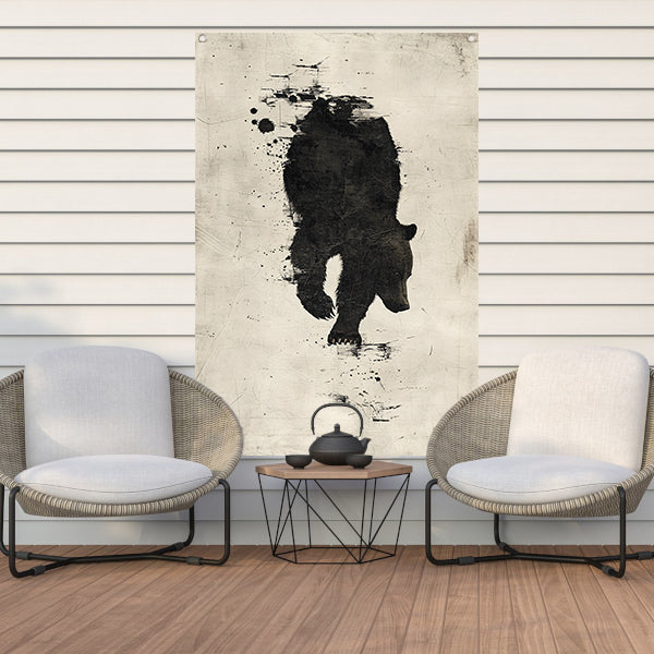 Abstract beer in zwart-wit silhouet tuinposter
