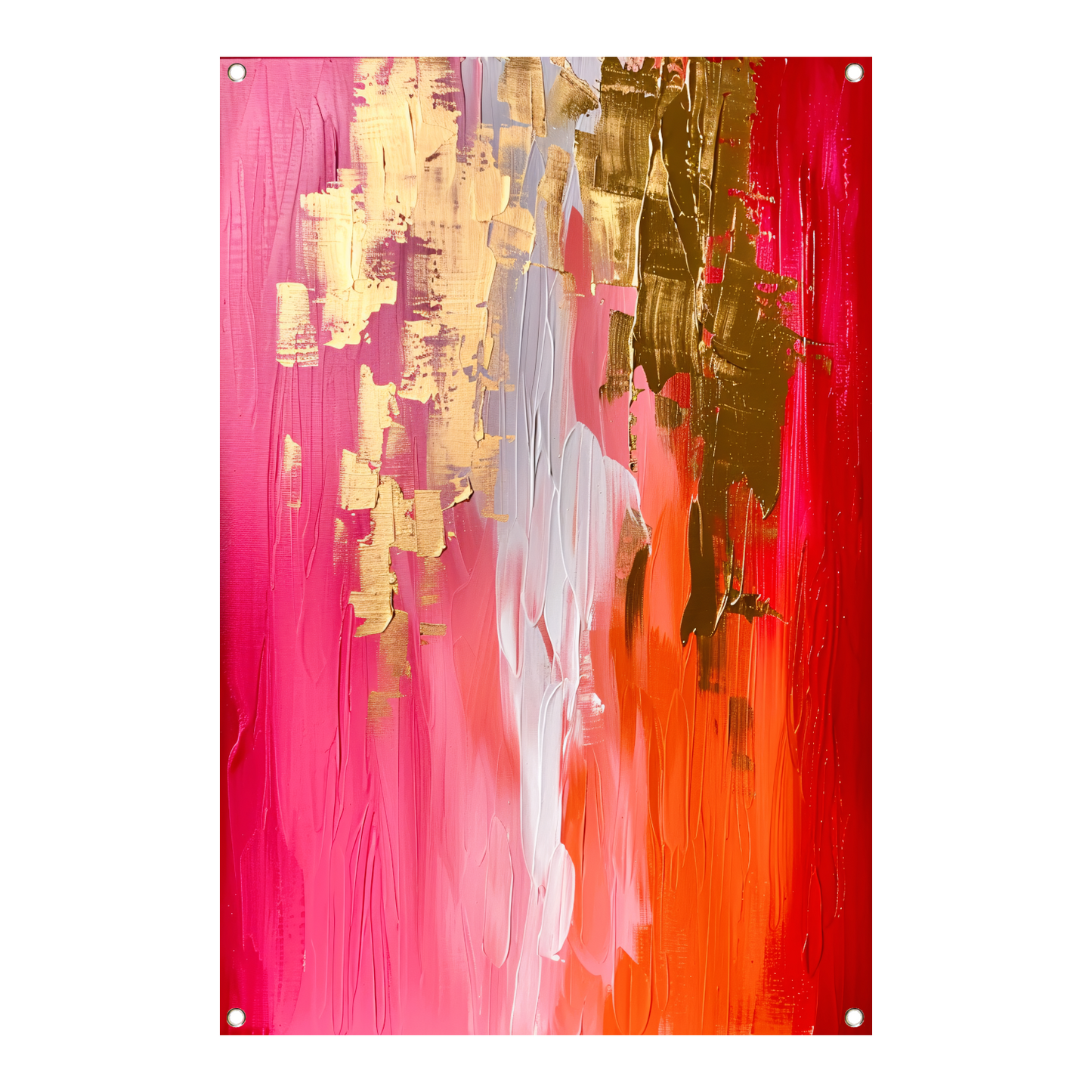 Abstract Expressionistisch Schilderij met Rode en Gouden Tinten tuinposter