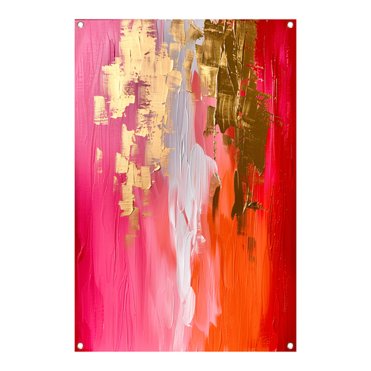 Abstract Expressionistisch Schilderij met Rode en Gouden Tinten tuinposter