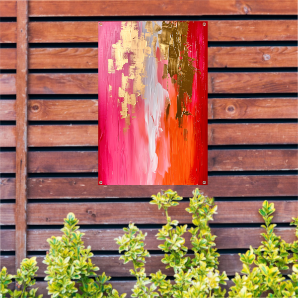 Abstract Expressionistisch Schilderij met Rode en Gouden Tinten tuinposter