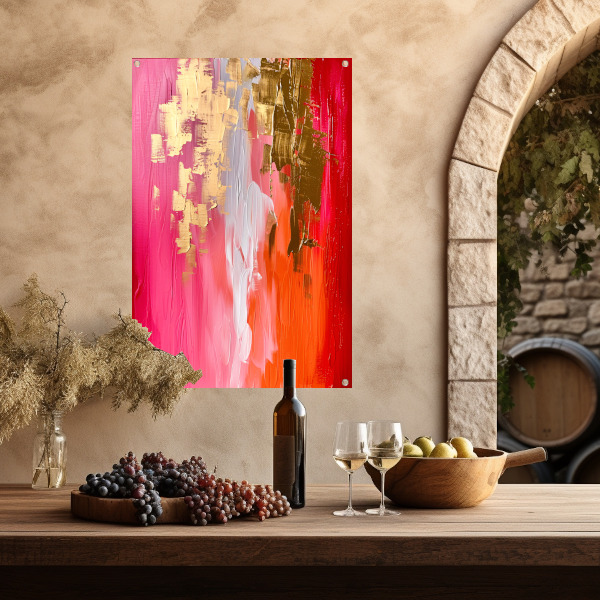 Abstract Expressionistisch Schilderij met Rode en Gouden Tinten tuinposter