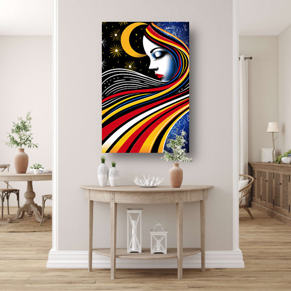 Portret van een vrouw met sterrenhemel poster