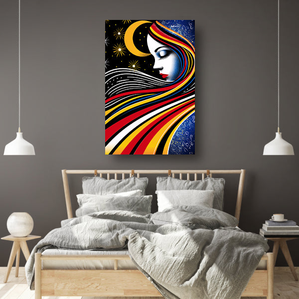 Portret van een vrouw met sterrenhemel poster