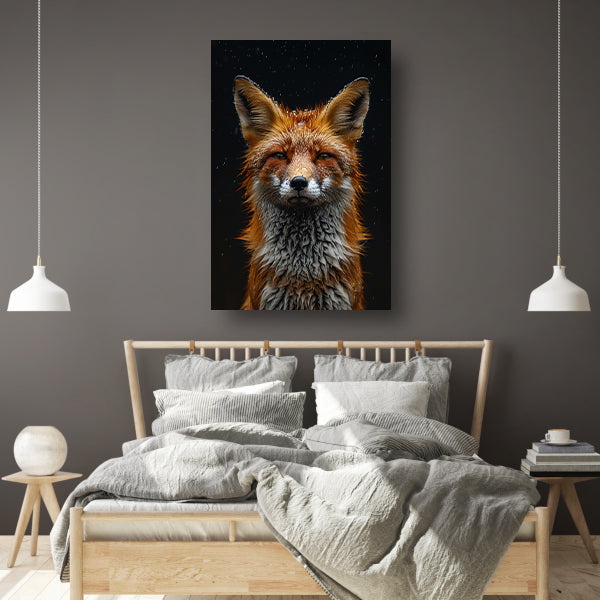 Portret van een vos in de regen poster