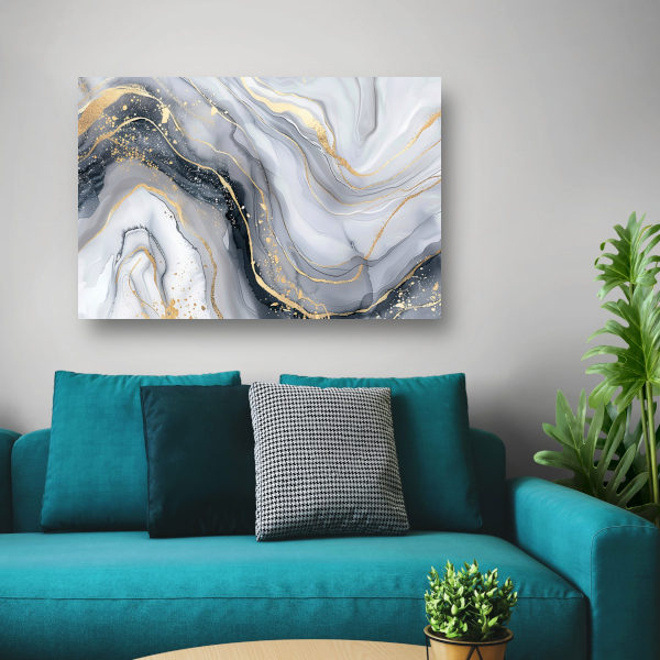 Goud Marmer Abstract Kunstwerk poster
