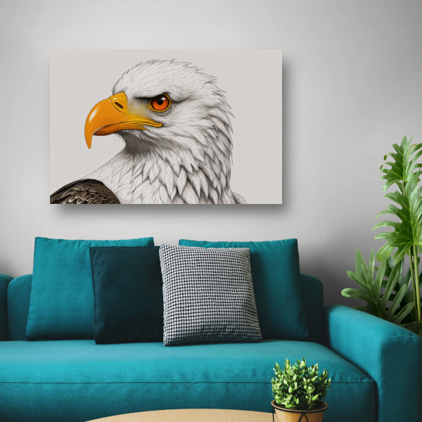Intense blik van een majestueuze adelaar canvas met baklijst