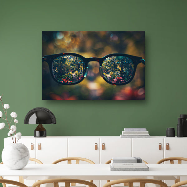 Natuurlandschap gezien door een bril canvas