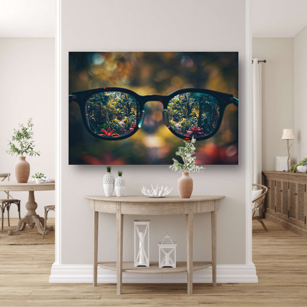 Natuurlandschap gezien door een bril canvas