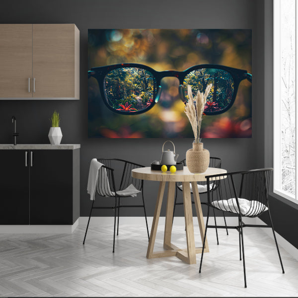 Natuurlandschap gezien door een bril canvas