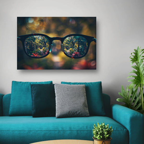 Natuurlandschap gezien door een bril canvas
