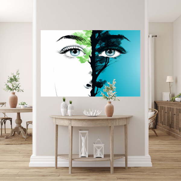 Fusie van Mens en Natuur canvas met baklijst