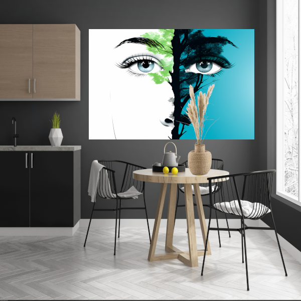 Fusie van Mens en Natuur canvas met baklijst