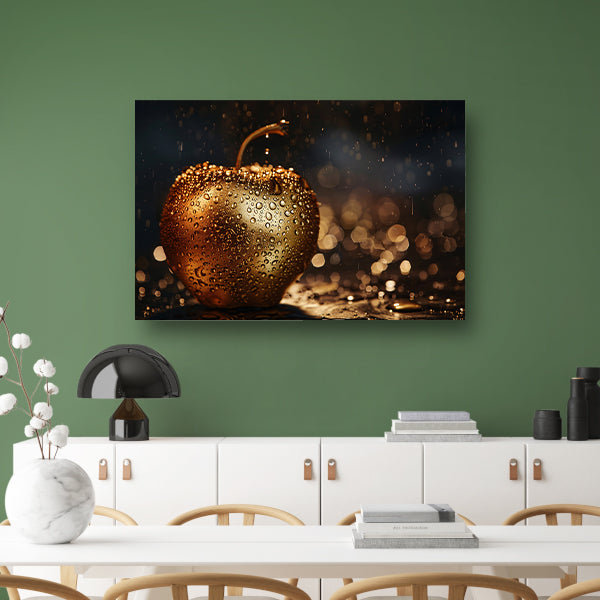 Gouden Appel Bedekt met Sprankelende Waterdruppels acrylglas