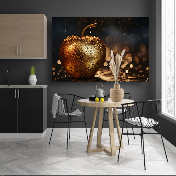Gouden Appel Bedekt met Sprankelende Waterdruppels acrylglas