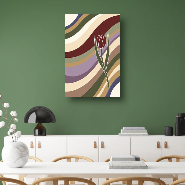 Kleurrijke abstracte tulp met golvende lijnen acrylglas