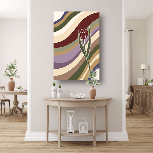 Kleurrijke abstracte tulp met golvende lijnen acrylglas