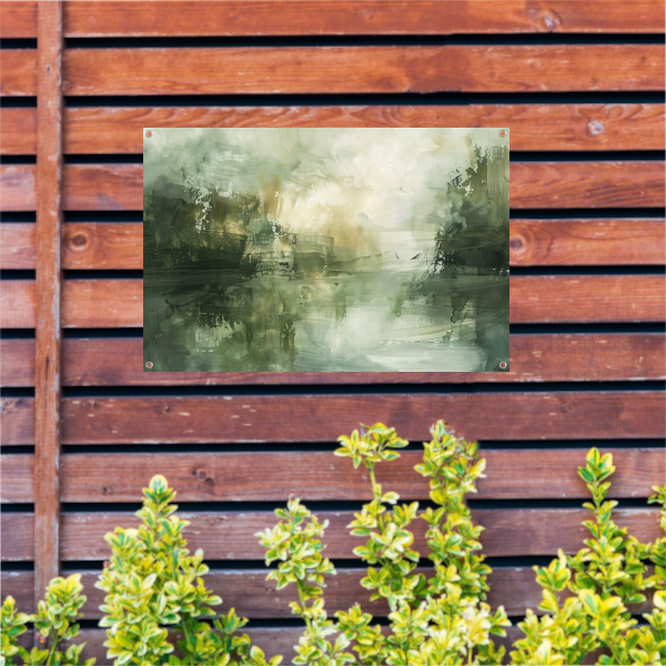 Moderne Abstracte Compositie in Neutrale Tinten tuinposter