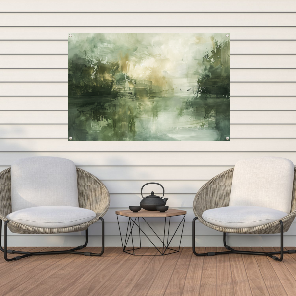 Moderne Abstracte Compositie in Neutrale Tinten tuinposter