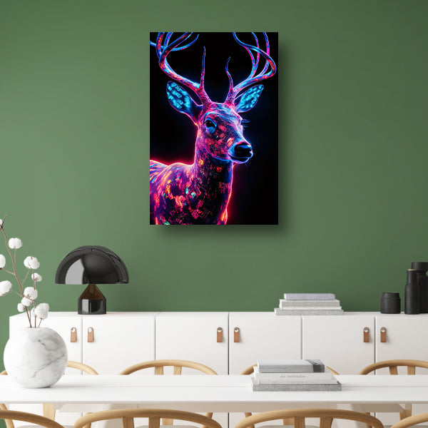 Neonhert in kleurrijke digitale kunst canvas