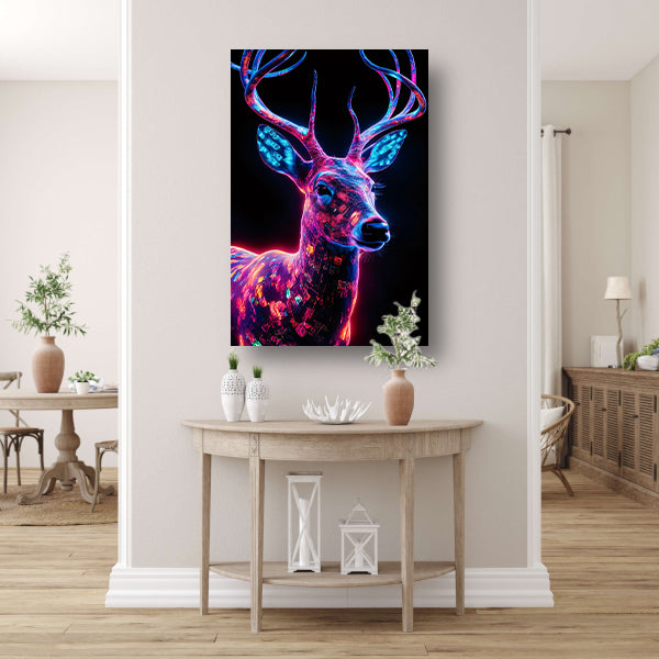Neonhert in kleurrijke digitale kunst canvas