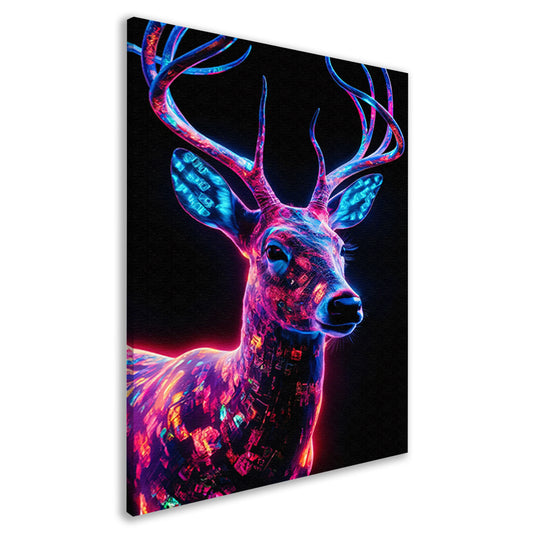 Neonhert in kleurrijke digitale kunst canvas