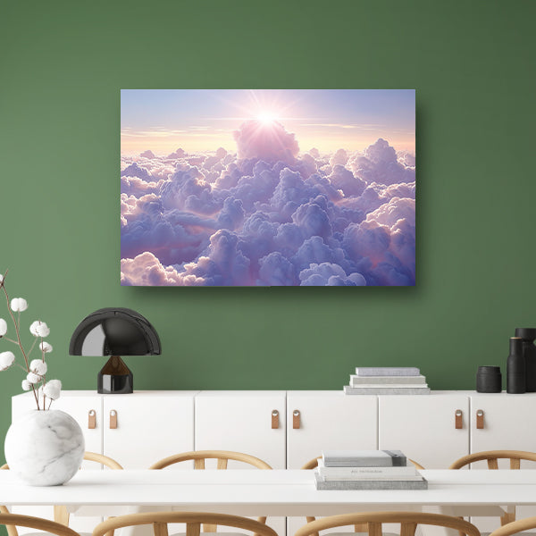 Zonsopgang boven een zee van wolken canvas