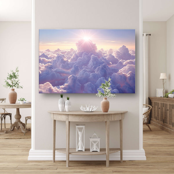 Zonsopgang boven een zee van wolken canvas