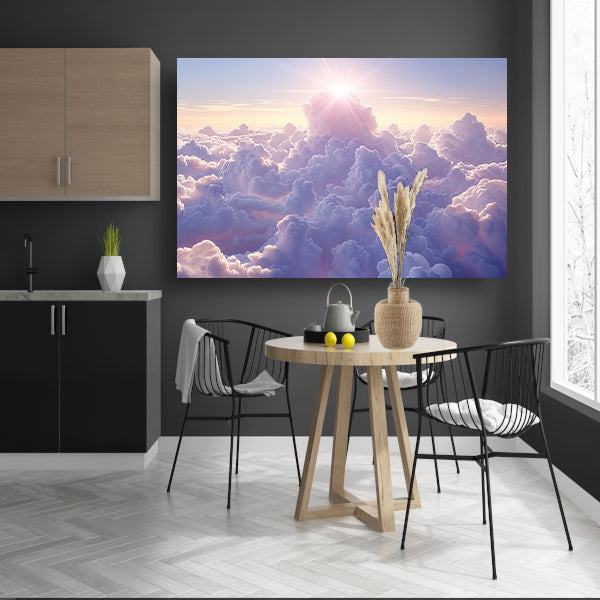 Zonsopgang boven een zee van wolken canvas
