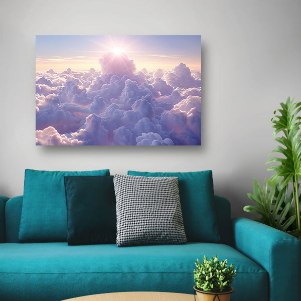 Zonsopgang boven een zee van wolken canvas