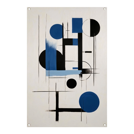 Moderne Abstracte Geometrie in Blauw en Zwart tuinposter