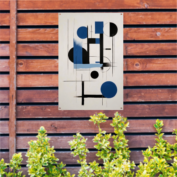 Moderne Abstracte Geometrie in Blauw en Zwart tuinposter
