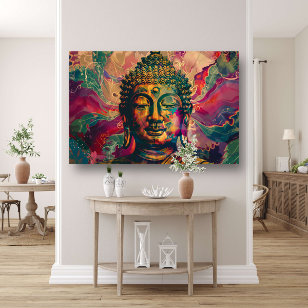Minimalistische Boeddha Lijntekening canvas