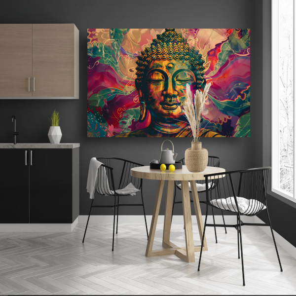 Minimalistische Boeddha Lijntekening canvas