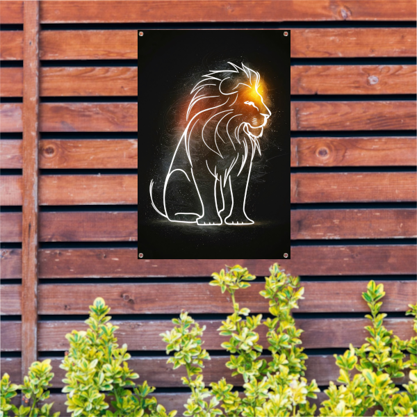 Majestueuze Leeuw Minimale Lijnkunst tuinposter